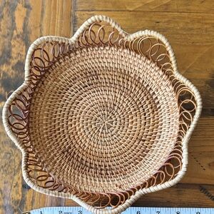 Round Woven Decorative Basket - Natural & Brown